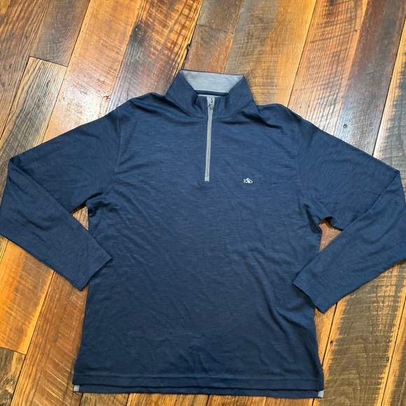 Fish Hippie Men’s Shad Point Quarter Zip Pullover Size L | Navy Charcoal - Picture 2 of 8
